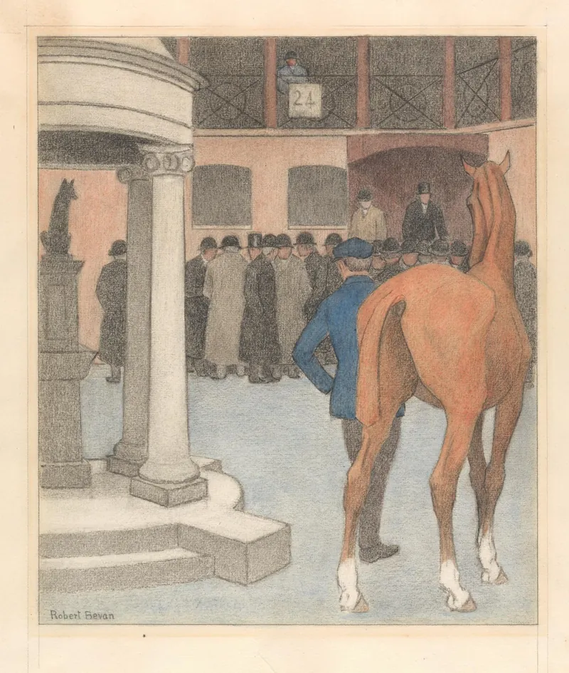 Caballo a la venta en Tattersall's, la casa de subastas equinas más antigua del mundo, en una pintura de Robert Bevan