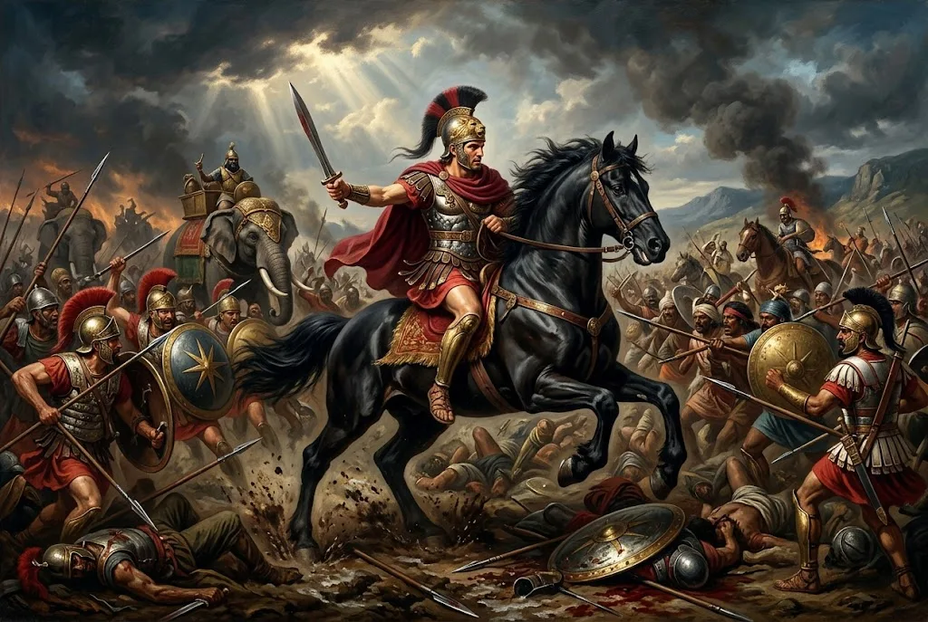 Bucéfalo, el caballo de Alejandro Magno en batalla