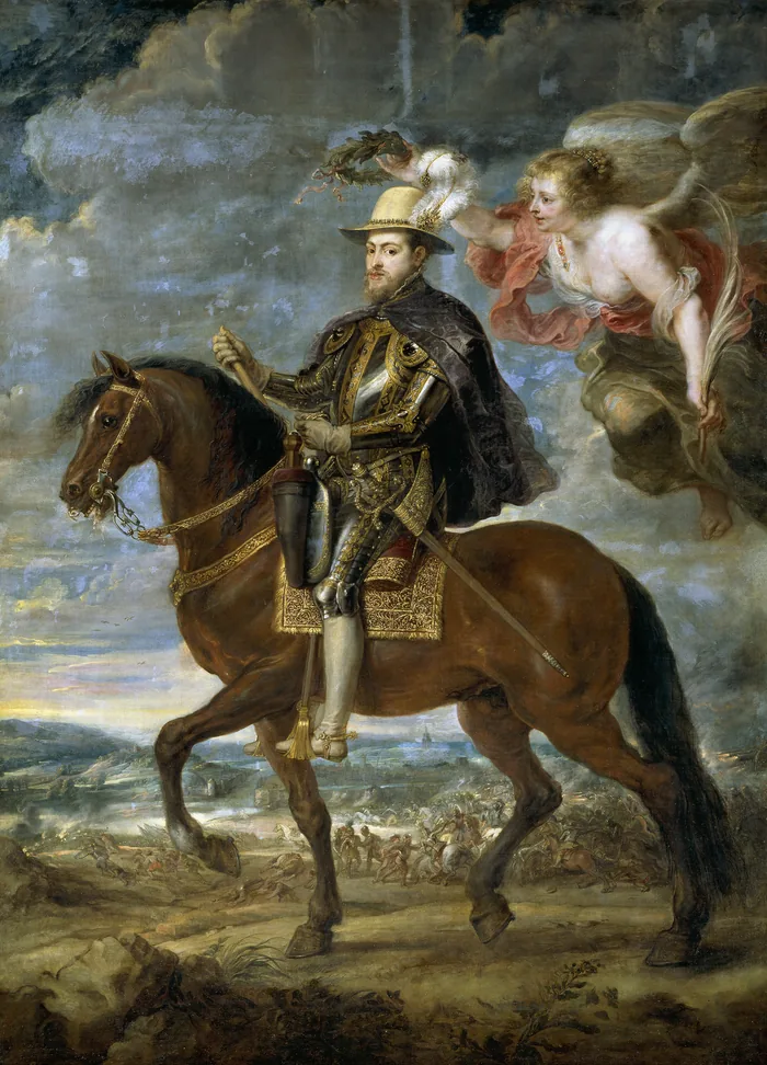 Felipe II a caballo, óleo de Rubens