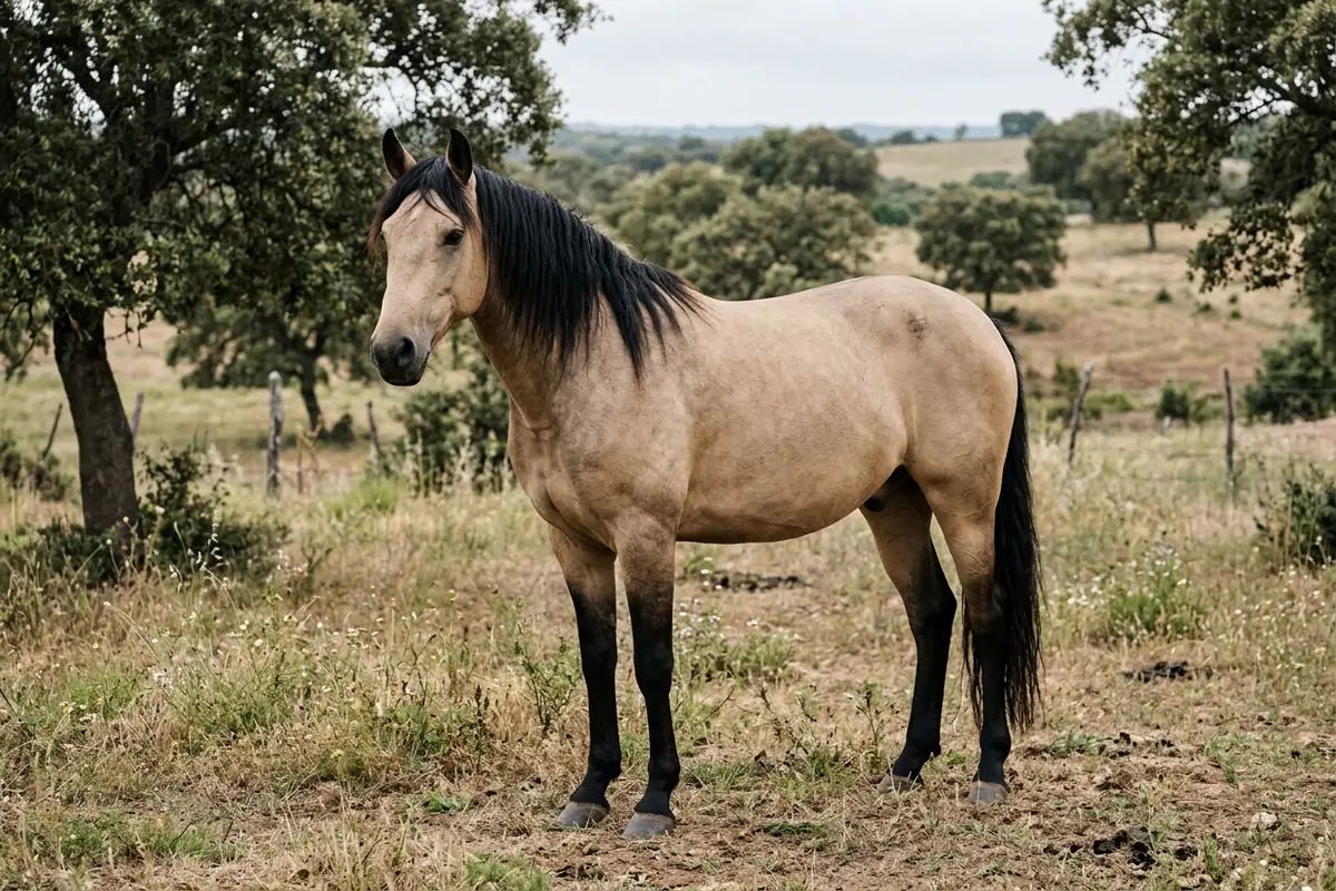 Caballo isabelino: cuerpo dorado con crines, cola y extremidades negras